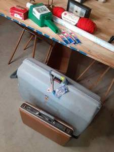 lot 52 image: (2) Suitcases, 26 Bike Tubes, Yarn...