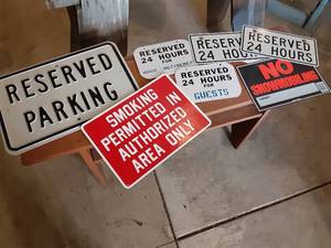 lot 54 image: Lot of Plastic and Metal Signs See...