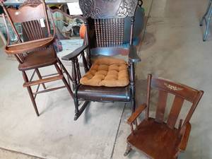 lot 73 image: Vintage Rocking Chair, High Chair, ...