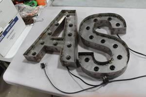 Lot of (2) Metal Lighted Letters 18H  with Letter A and Letter S