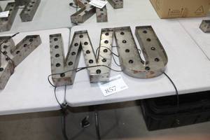 Lot of (2) Metal Lighted Letters 18H  with Letter U and Letter W