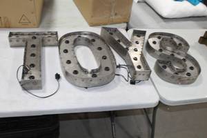 Lot of (4) Metal Lighted Letters 18H  with Letters T, O, Y, S