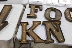 Lot of (4) Metal Lighted Letters 12H  with Letters F, O, N, K