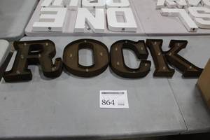 Lot of (4) Metal Lighted Letters 12H  with Letters R, O, C, K