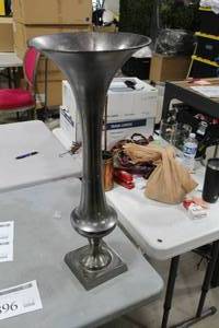 Accent Dcor Aluminum Trumpet Vase Raw Black 28-12Hx11D (in box)