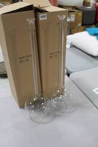 Lot of (2) Accent Dcor Glass Vases Clear 21-12Hx5D (in box)