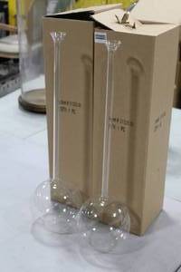 Lot of (2) Accent Dcor Glass Vases Clear 21-12Hx5D (in box)