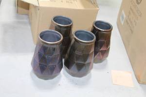 Lot of (4) Accent Dcor Vases GreenBlue 6Hx5D (in box)