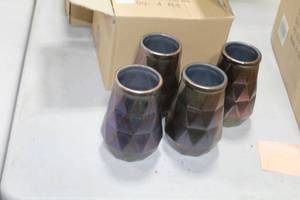 Lot of (4) Accent Dcor Vases GreenBlue 6Hx5D (in box)