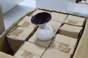 Lot of (12) Accent Dcor Vases PurpleWhite 5-12H (in box)