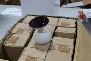 Lot of (12) Accent Dcor Vases PurpleWhite 5-12H (in box)