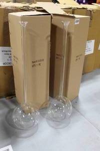 Lot of (2) Accent Dcor Glass Vases Clear 21-12Hx5D (in box)