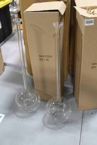 Lot of (2) Accent Dcor Glass Vases Clear 21-12Hx5D (in box)