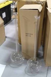 Lot of (2) Accent Dcor Glass Vases Clear 21-12Hx5D (in box)