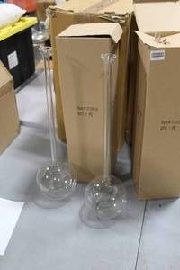 Lot of (2) Accent Dcor Glass Vases Clear 21-12Hx5D (in box)