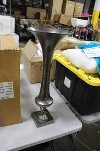 Accent Dcor Aluminum Trumpet Vase Raw Black 28-12Hx11D (in box)