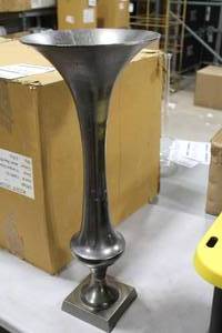 Accent Dcor Aluminum Trumpet Vase Raw Black 28-12Hx11D (in box)