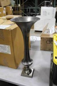 Accent Dcor Aluminum Trumpet Vase Raw Black 28-12Hx11D (in box)