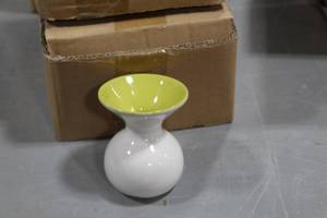 Lot of (6) Accent Dcor Vases GreenWhite 4H (in 2 boxes)