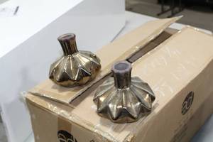 Lot of (2) Accent Dcor Grecian Vases Bronze 5Hx6D (in box)