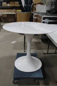 Marble Pedestal Dining Table White 29Hx36D