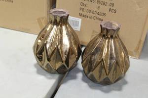 Lot of (4) Accent Dcor Vases Bronze 8Hx6-12D (in box)