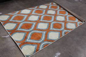 Area Rug OrangeWhiteBlue Pattern 10Lx8W