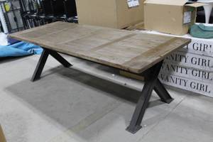 Metal Table with Wood Top 98Lx40Wx31H
