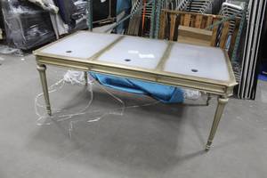 Table with Triple Inlay Top Gold 76Lx42Wx30H