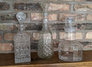 lot 122 image: (3) Traditional Decanters Glass and Crystal