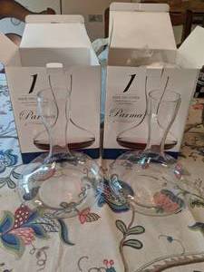 lot 132 image: (2) Clear Glass Wine Decanters