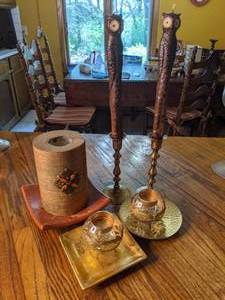 lot 112 image: Owl Candles & Elegant Candle Holders