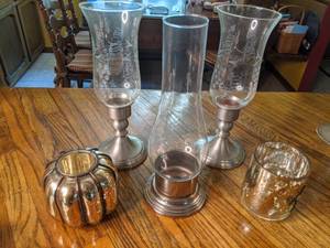 lot 113 image: Pewter and Silver Tone Candle Holders