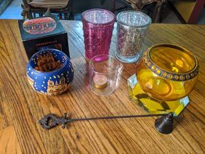 lot 117 image: Leuchtglas & Misc. Candle Holders, Flame Snuffer