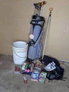 lot 77 image: Golf Bag with Clubs, Balls, Gloves, Tees, etc.