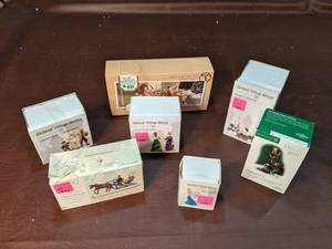 lot 225 image: (7) Department 56 and Dickens Village Christmas Figurines with Boxes