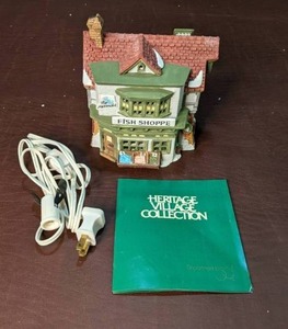 lot 208 image: Dept. 56 Heritage Village Collection The Mermaid Fish Shoppe Lighted Building