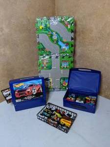 lot 420 image: Locking Play Tiles & Hot Wheels Cars