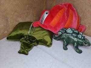 lot 429 image: (2) Kids Pillows and Stuffed Stegosaurus
