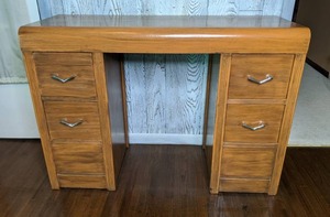 lot 407 image: Wood Four Drawer Desk with Rounded Edges
