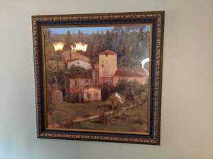 lot 149 image: 43 x 43 Framed Michael Longo Print Tuscany Villagio