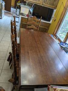lot 155 image: Drop Leaf Dining Table and (4) Ladderback Chairs