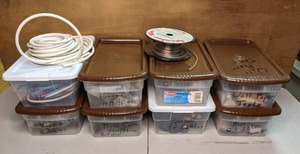 lot 358 image: Eight Containers Filled with Cables, Hardware, etc.