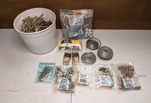 lot 286 image: Lot of Hardware Threaded Inserts, Rivets, Sheathing Clips, Tile Spacers, etc.