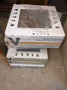 lot 290 image: (4) Boxes of Large Charcoal Grey Glazed Porcelain Tiles
