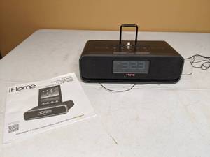 lot 461 image: iHome iDL91 Dual Charging Stereo Clock Radio with Lightning Dock and USB Port