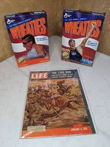 lot 433 image: Vintage 1961 Life Magazine & Wheaties Boxes (Tom Dolan  Amy Van Dyken)