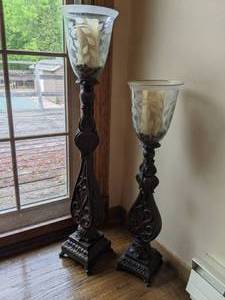 lot 185 image: Pair of Torchiere Floor Candle Holders