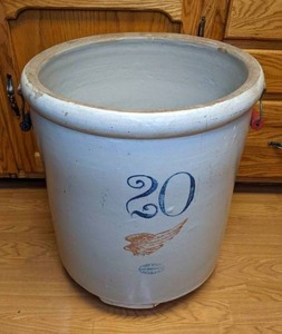 lot 55 image: Red Wing 20 Gallon Stoneware Crock with Handles