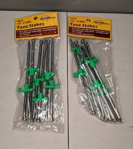 lot 331 image: (2) Packs of 10 in. Steel Tent Stakes - NEW